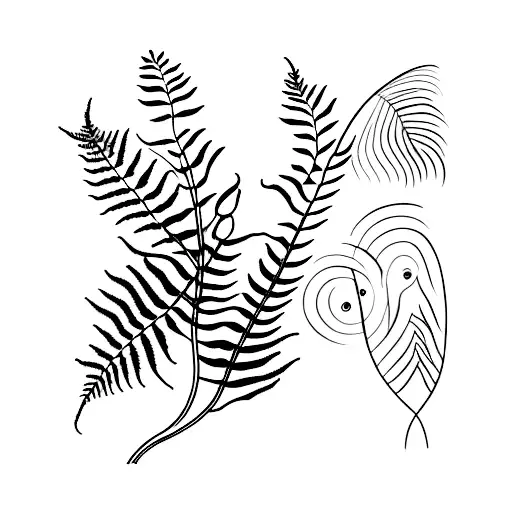 fern plant with glasses tattoo design idea