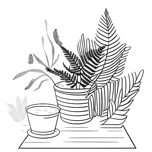 potted fern plant with glasses frame   tattoo design idea