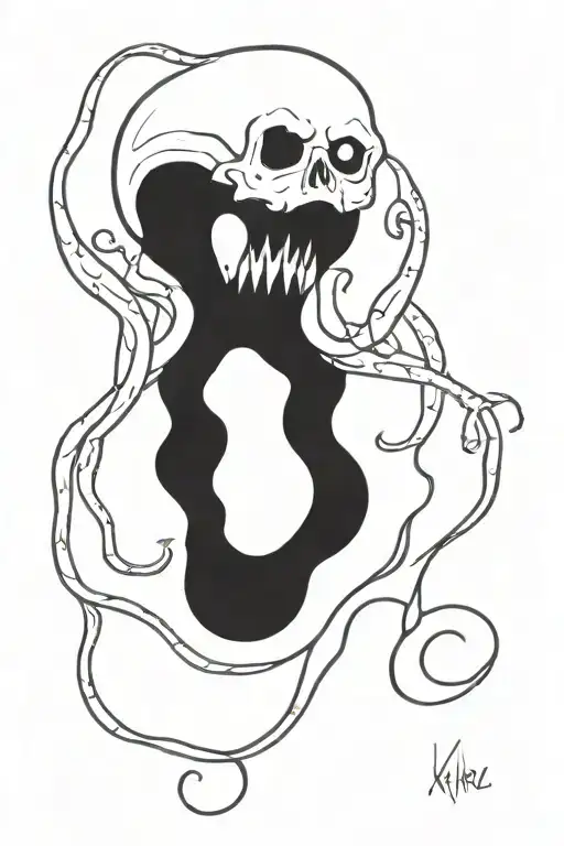 Kraken whit skulls tattoo design idea