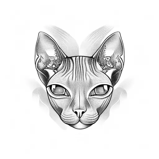 sphynx cat with a 3rd eye  tattoo design idea