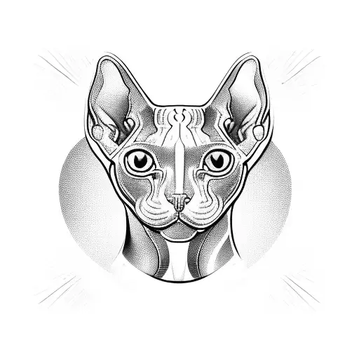 sphynx cat with a 3rd eye on the top of the face tattoo design idea