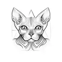 sphynx cat with a 3rd eye  tattoo design idea
