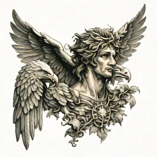 alexander the great with eagles and dionysus themery  tattoo design idea