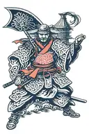 samurai with a kimono and a hat tattoo design idea