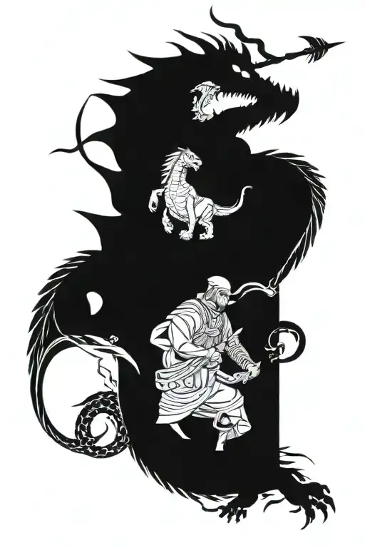 half sleeve featuring st. george killing a dragon tattoo design idea