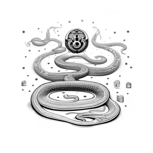 long snake with treasure box tattoo design idea