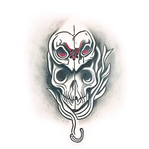 snake flower skull lady face tattoo design idea