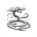 long snake with treasure box tattoo design idea