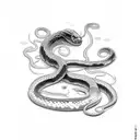 long snake with treasure box tattoo design idea