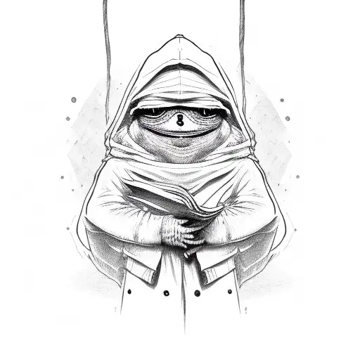 hooded pepe tattoo design idea