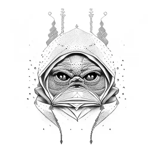 hooded pepe tattoo design idea