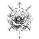 sword with rose and snake on handle tattoo design idea