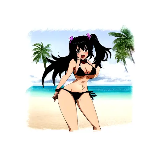 bikini waifu black tattoo design idea