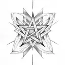 pentagram on dorsel side hand tattoo design idea