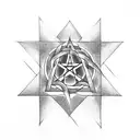 pentagram on dorsel side hand tattoo design idea