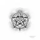 pentagram on dorsel side hand tattoo design idea