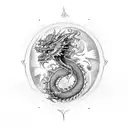 Dragon, ac/dc, fire tattoo design idea