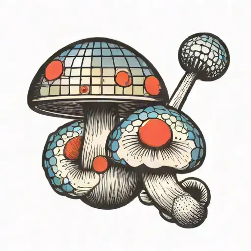 disco ball  mushroom  tattoo design idea