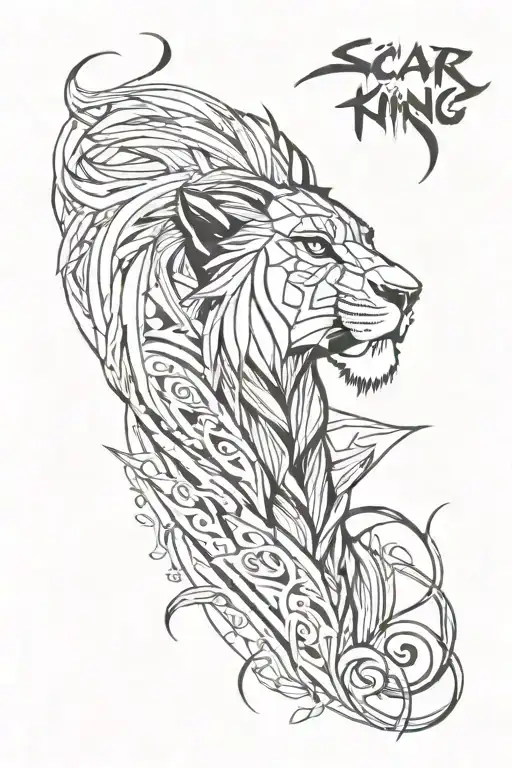 Create an abstract design inspired by Scar, the iconic villain from “The Lion King.”  tattoo design idea