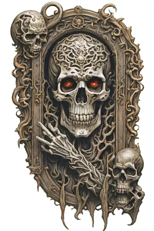 gates of hell guarded by death  tattoo design idea