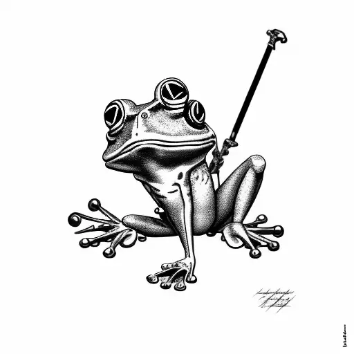 frog smoking a pipe tattoo design idea