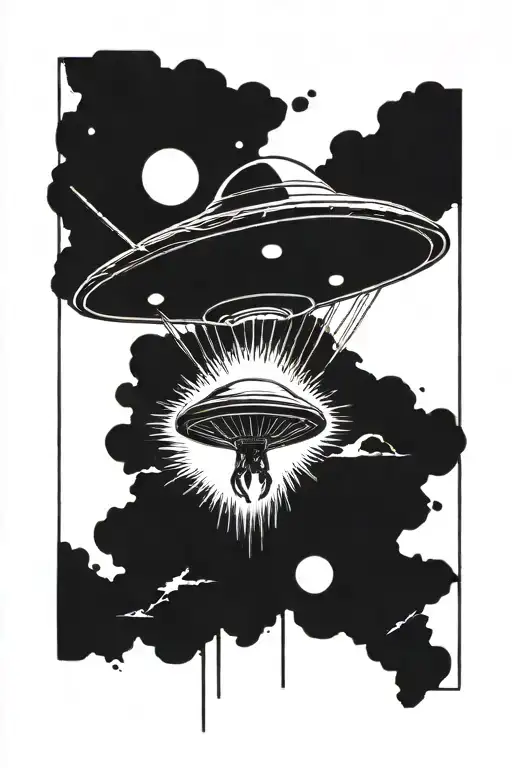 alien abduction tattoo design idea