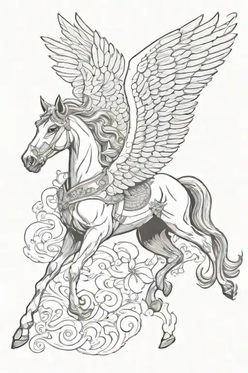 pegasus horse with wings tattoo design idea