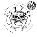 A minimalist tattoo of the Straw Hat Pirates Jolly Roger flag with a subtle sales theme incorporated into the design tattoo design idea