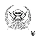 A minimalist tattoo of the Straw Hat Pirates Jolly Roger flag with a subtle sales theme incorporated into the design tattoo design idea
