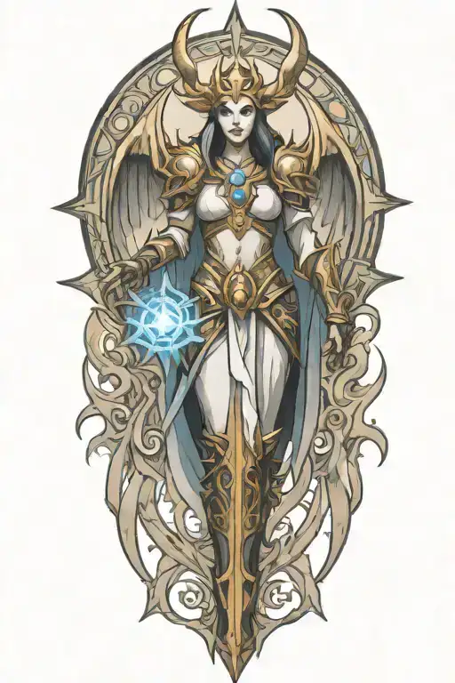 Diablo 3 video game Auriel tattoo design idea