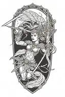 Valkyrie warrior wielding a sword tattoo design idea