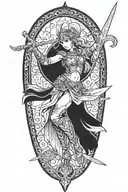 Valkyrie warrior wielding a sword tattoo design idea