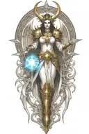Diablo 3 video game Auriel in battle tattoo design idea