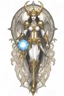 Diablo 3 video game Auriel in battle tattoo design idea