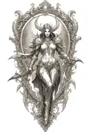 Diablo 3 video game Auriel in battle tattoo design idea
