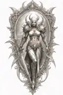 Diablo 3 video game Auriel in battle tattoo design idea