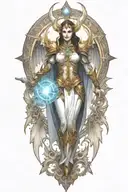 Diablo 3 video game Auriel in battle scene tattoo design idea
