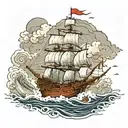 Pirate ship in a storm tattoo design idea