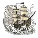 Pirate ship in a storm tattoo design idea