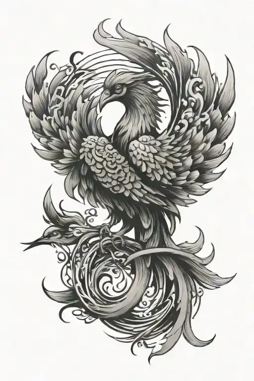 Pheonix bird infinity sign love tattoo design idea