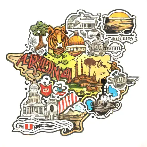 Collage of Arizona, Maine, Texas, Ohio, Idaho, Germany, Louisiana, Virginia, Tennessee tattoo tattoo design idea