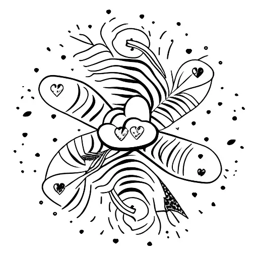 Palm tree, 3 Hearts, Snaredrum tattoo design idea
