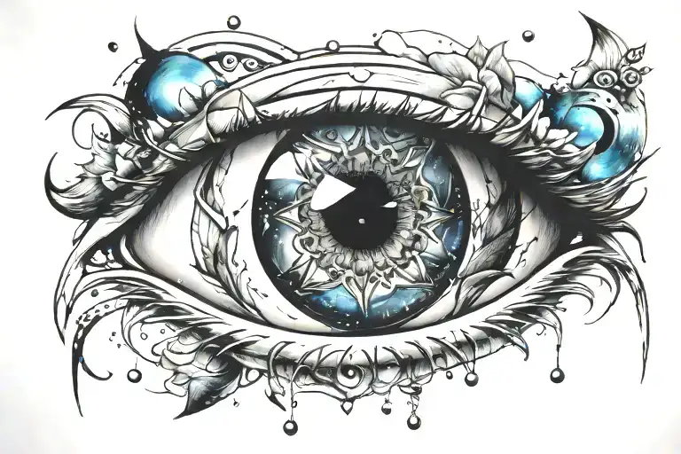 galaxy eye inside tattoo design idea