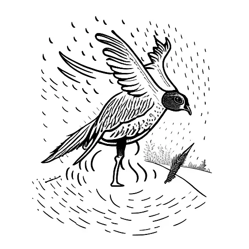 A Hunter Hunting a Pheasant in the rain tattoo design idea