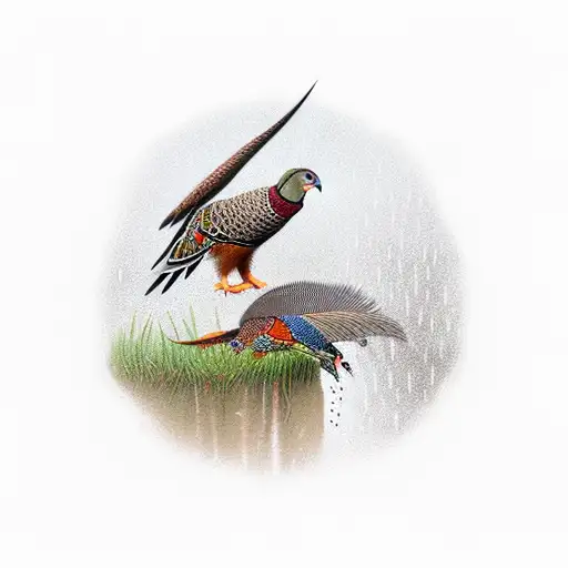 A Hunter Hunting A Pheasant In The Rain tattoo design idea