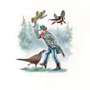 A Hunter Hunting A Pheasant In The Rain tattoo design idea