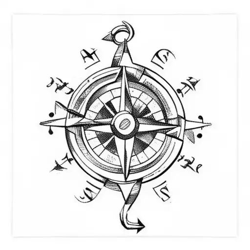 anchor connects to compass by the chain tattoo design idea