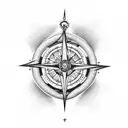 Let's design a tattoo: the tattoo consists of an anchor connected to a compass by an iron chain. North of the compass wi tattoo design idea