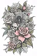 azaleas & roses & star & spider crawling tattoo design idea
