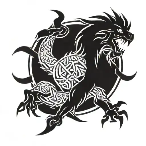 A Celtic-inspired design incorporating lionand scorpions, symbolizing strength and protection scorpions tattoo design idea
